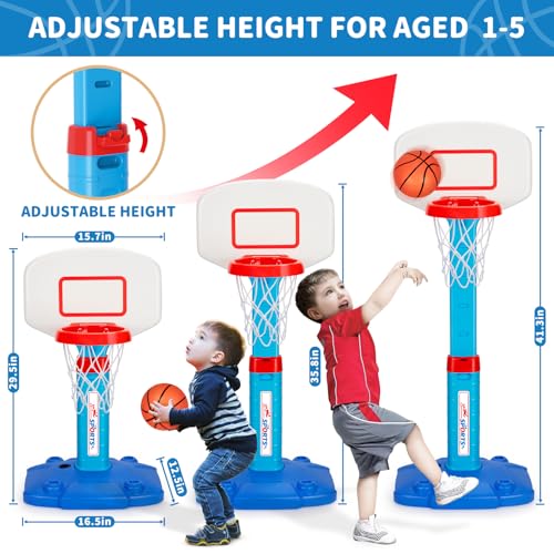 GMAOPHY Toddler Basketball Hoop Indoor for Age 13 Adjustable Kids Basketball Hoops Mini Basketball Hoop with 3 Balls for Outdoor Poolside Birthday Christmas Sport Toys Gift for Baby Boys Girls Age 1 2 3 4 - Image 5