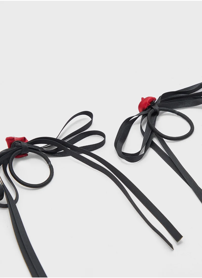 ايلا 2 Pack Bow Rose Floral Hair Tie