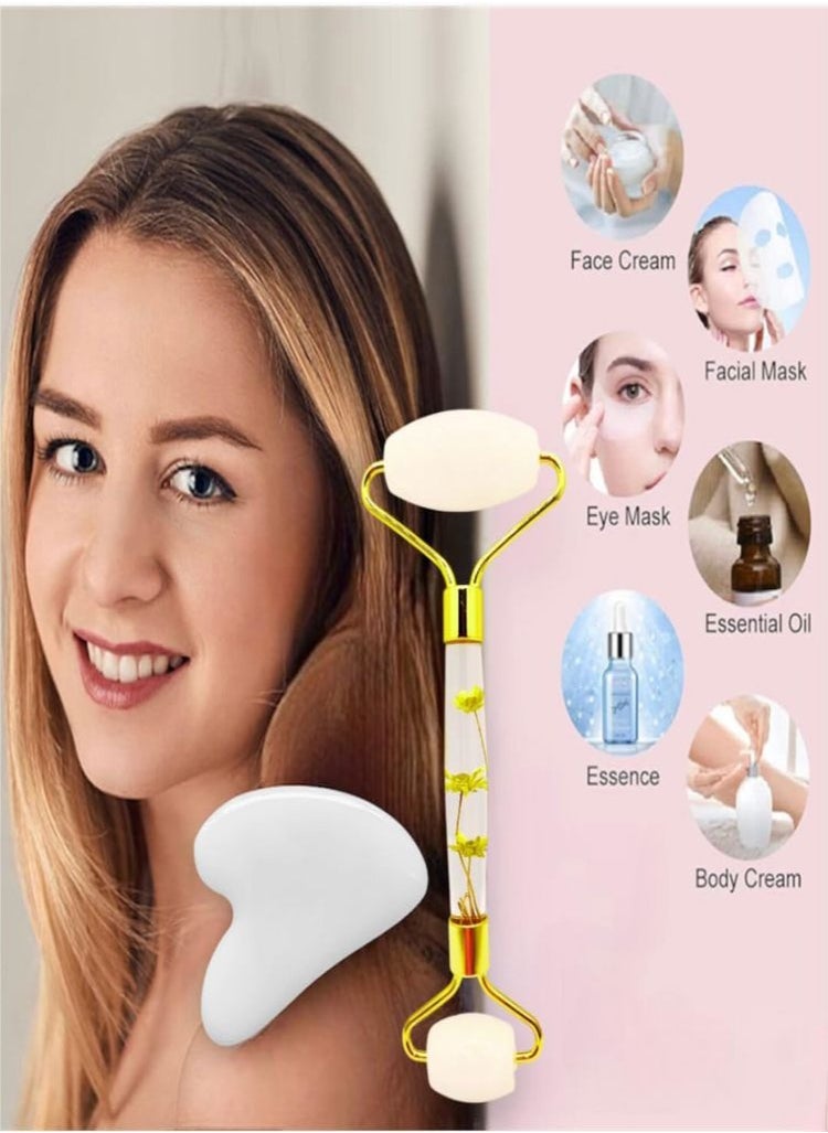 Psychone Jade Roller & Gua Sha Set, Face Roller Skin Care Tools, Natural Jade Stone Roller, Face Massager Beauty Roller for Face & Body | Relieve Wrinkles and Firm the Skin | Noiseless Design (WHITE) - pzsku/ZC1C2F659C93F044E6F1AZ/45/_/1715679293/91082815-2674-492c-a4b9-14dfd099b580