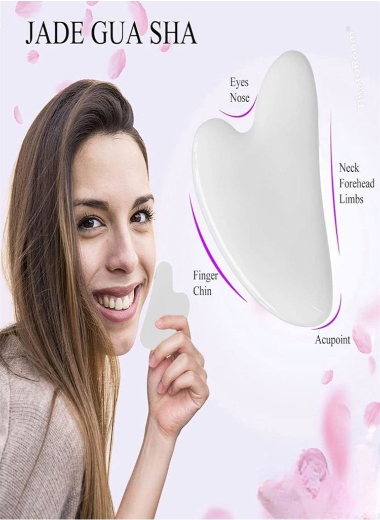 Psychone Jade Roller & Gua Sha Set, Face Roller Skin Care Tools, Natural Jade Stone Roller, Face Massager Beauty Roller for Face & Body | Relieve Wrinkles and Firm the Skin | Noiseless Design (WHITE) - pzsku/ZC1C2F659C93F044E6F1AZ/45/_/1715679323/c0f83222-4e1c-40af-a977-1e5aed5deee9