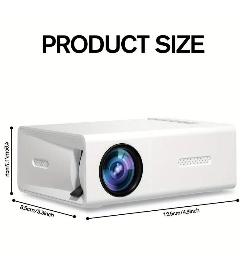 جهاز عرض محمول صغير بتقنية LED أبيض اللون، دقة عرض محلية 240P، سطوع 20 ANSI، يدعم 1080P، يعمل بالطاقة عبر USB، متوافق مع أندرويد وiOS وويندوز، للاستخدام الداخلي والخارجي، مثالي لليالي السينما والهدايا. - Image 2