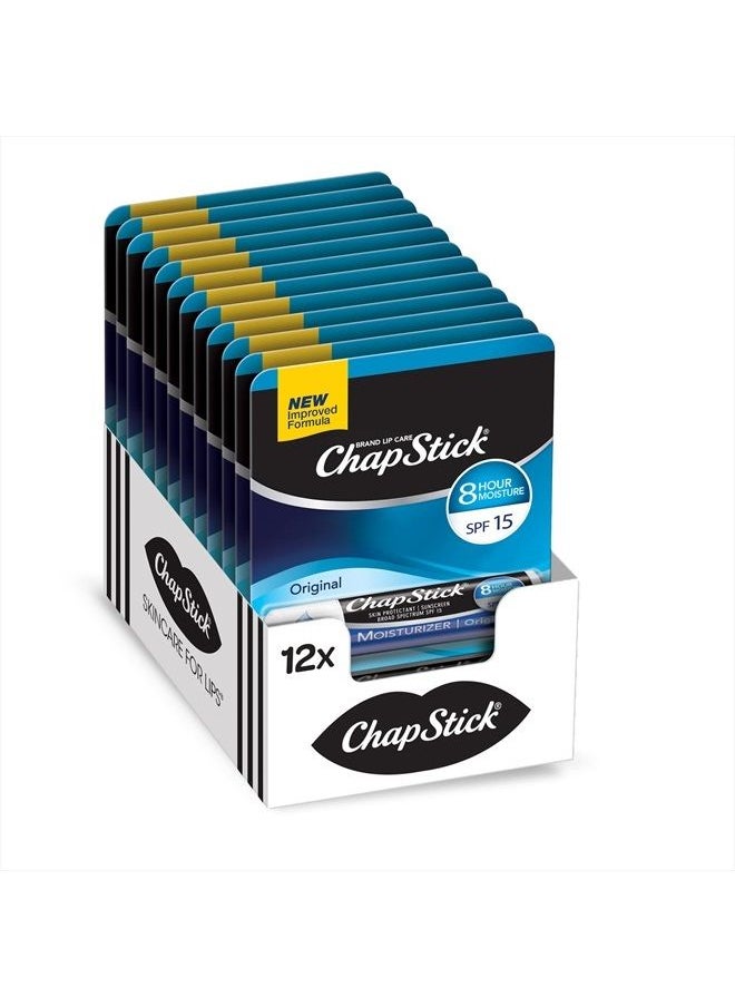 chapstick Moisturizer Original Lip Balm Tubes, SPF 15 and Skin Protectant - 0.15 Oz (Pack of 12)  - Image 1