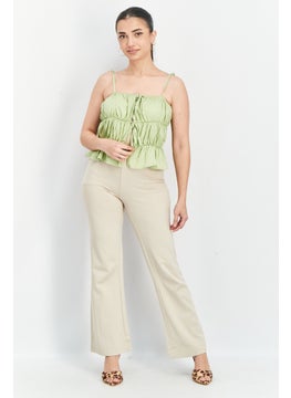 Another Reason Women Square Neck Sleeveless Textured Top, Sage Green  - Image 2