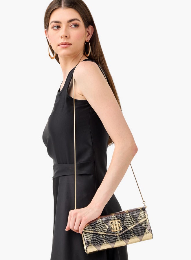 ايل حقيبة كروس بودي معدنية بنقوش بارزة مع حزام قابل للفصل وإغلاق بمغناطيس - Image 2