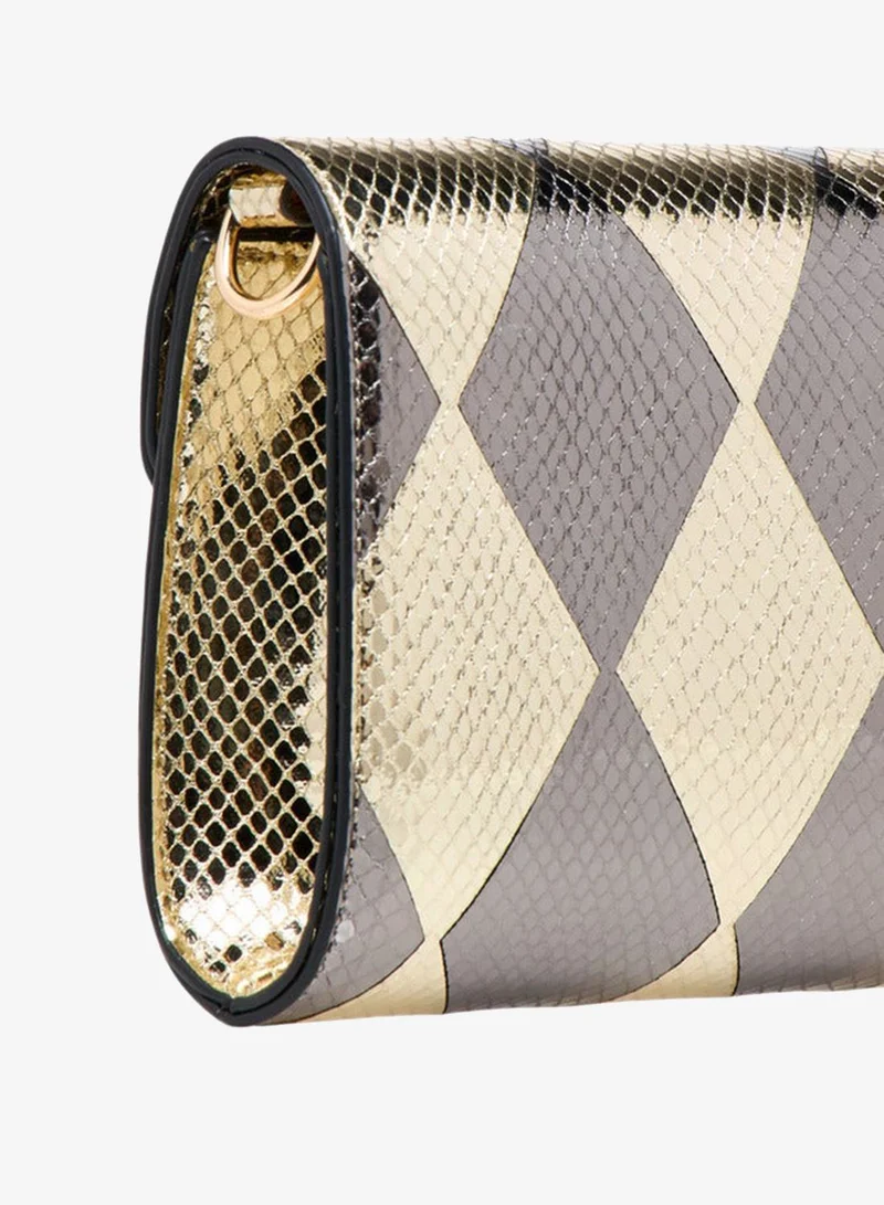 ELLE MULTICOLOUR Metallic Textured Crossbody Bag with Detachable Strap and Magnetic Button Closure for Women | Best Price UAE