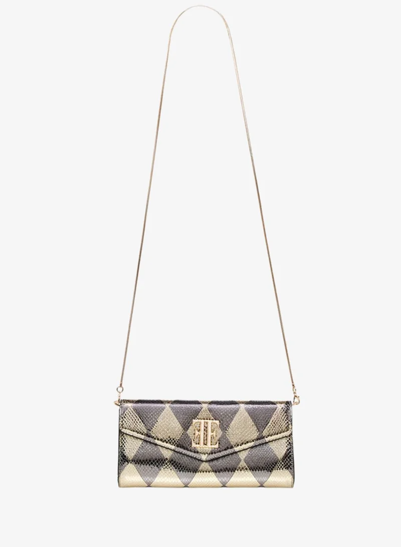 ELLE MULTICOLOUR Metallic Textured Crossbody Bag with Detachable Strap and Magnetic Button Closure for Women | Best Price UAE