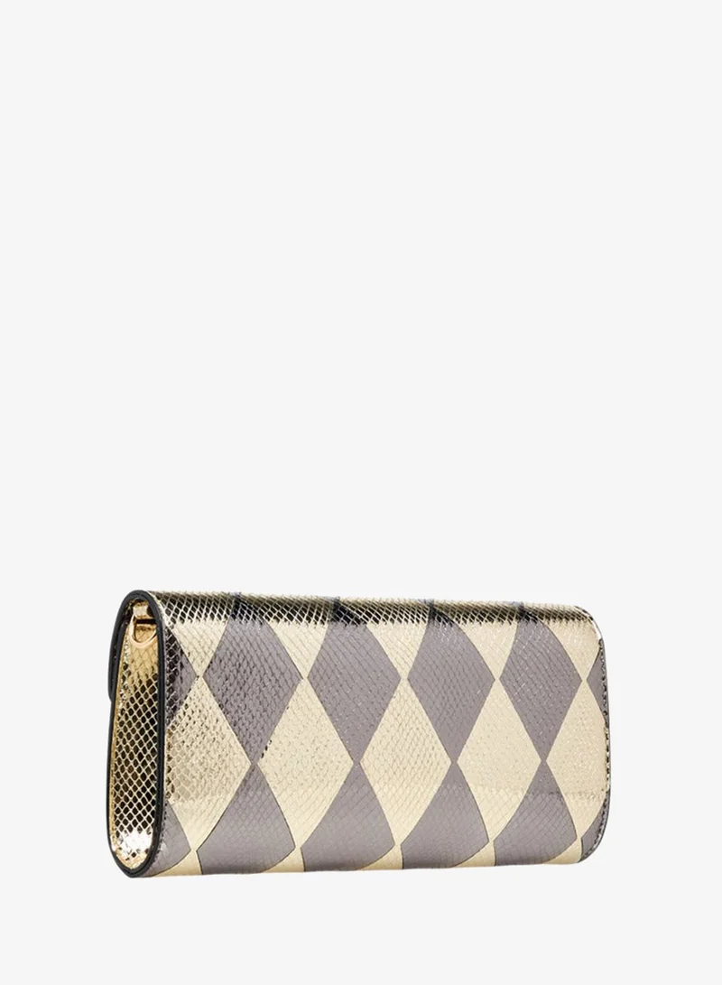 ELLE MULTICOLOUR Metallic Textured Crossbody Bag with Detachable Strap and Magnetic Button Closure for Women | Best Price UAE