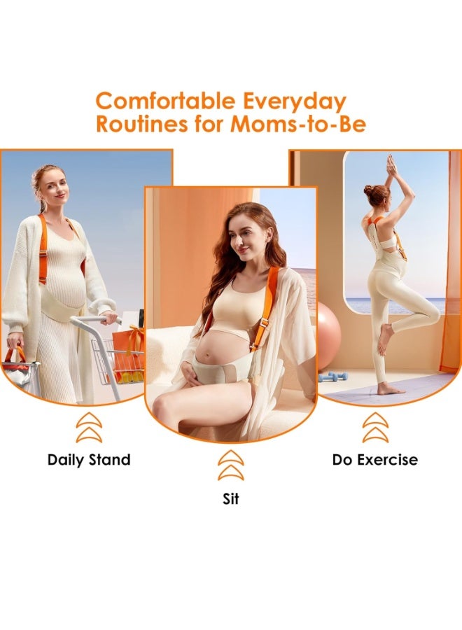 NANAO Upgraded Pregnancy Belly Band, Maternity Belly Bands for Pregnant Women with Adjustable Back Brace Straps, Breathable Maternity Pregnancy Belt for Back, Waist, Pelvic Support (L) - Image 5