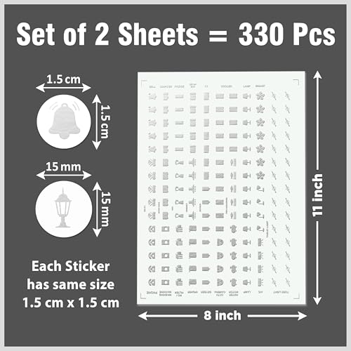 Wonder Hub Premium Silver Holographic Foil Embossed Switch Stickers for Switch Board | Pack of 330 Stickers for Home Including Fan, Light and Many More - Image 2