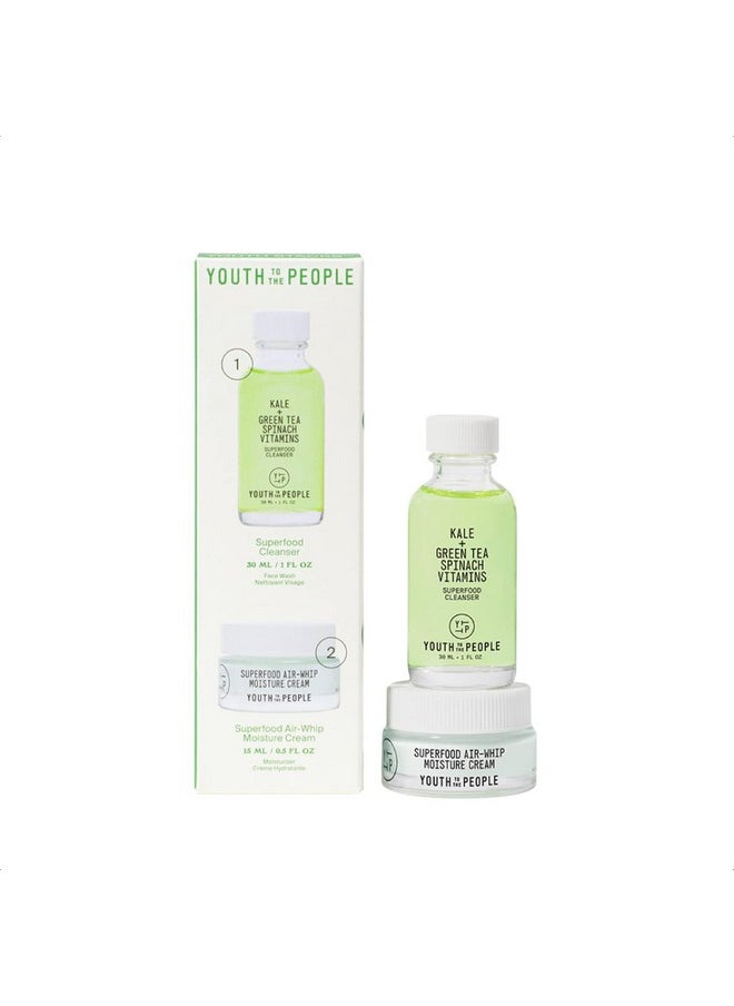 Youth To The People - Youth To The People Daily Skin Health Youth Stack - Travel Size Superfood Cleanser (1oz) + Air-Whipped Moisture Cream (15ml) - Vegan Face Wash + Face Cream Skincare Gift Set - Image 1