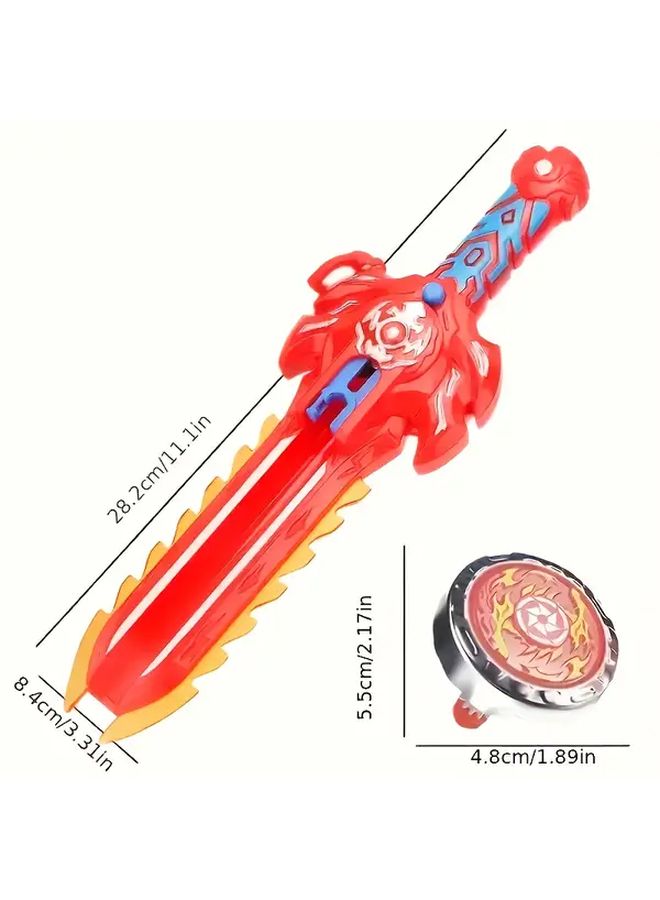 Combat Toy Set With Detachable Stadium Rotating Gyroscope Sword Launcher - Image 2