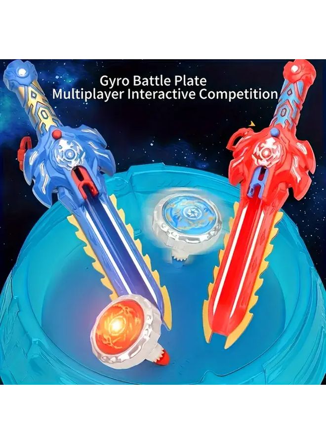 Combat Toy Set With Detachable Stadium Rotating Gyroscope Sword Launcher - Image 3