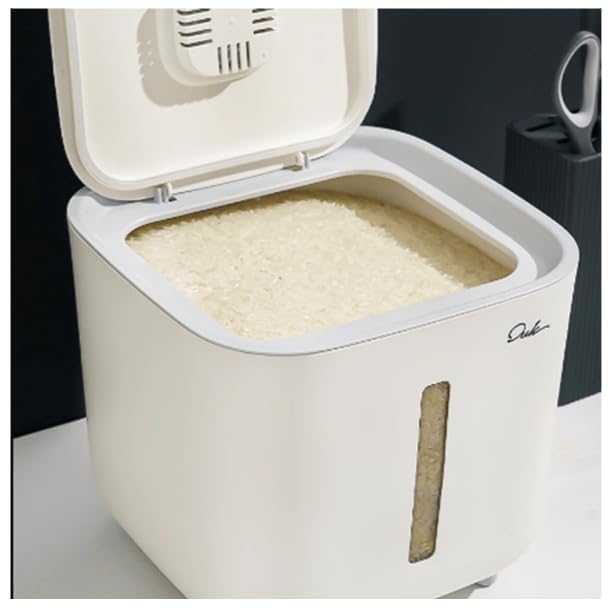 GNEY GNEY 5Kg Rice Dispenser With Measuring Cup, Upgraded Built-in Fresh Box, Cereal Dispenser Storage, BPA-Free Household Food Storage Containers For Kitchen Picnic (White)  - Image 4