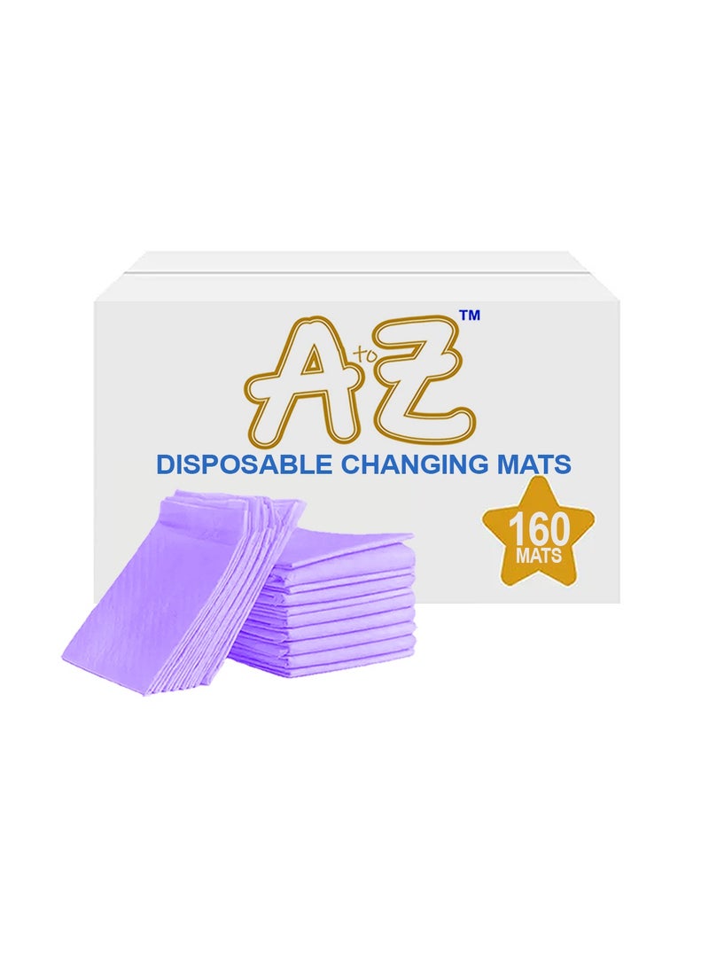 A TO Z A to Z - Disposable Changing Mat size (45cm x 60cm) Large- Premium Quality for Baby Soft Ultra Absorbent Waterproof - Pack of 160 - Lavender - Image 1