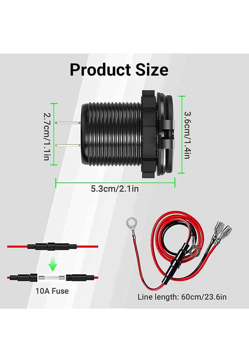 سيوسي - مقبس شاحن السيارة ، مخرج USB ثلاثي 12 فولت / 24 فولت 20 وات PD و 18 وات QC3.0 معدن ألمنيوم مع مفتاح طاقة يعمل باللمس ، محول شحن سريع لدراجة نارية عربة الجولف RV للقوارب - Image 1