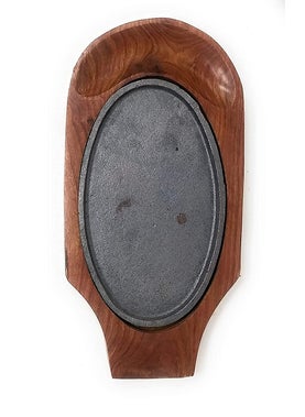 HIKEN 132 Wooden Sizzler Plate with Dip Holder Sizzler for Serving Sizzler Tray  - Image 2