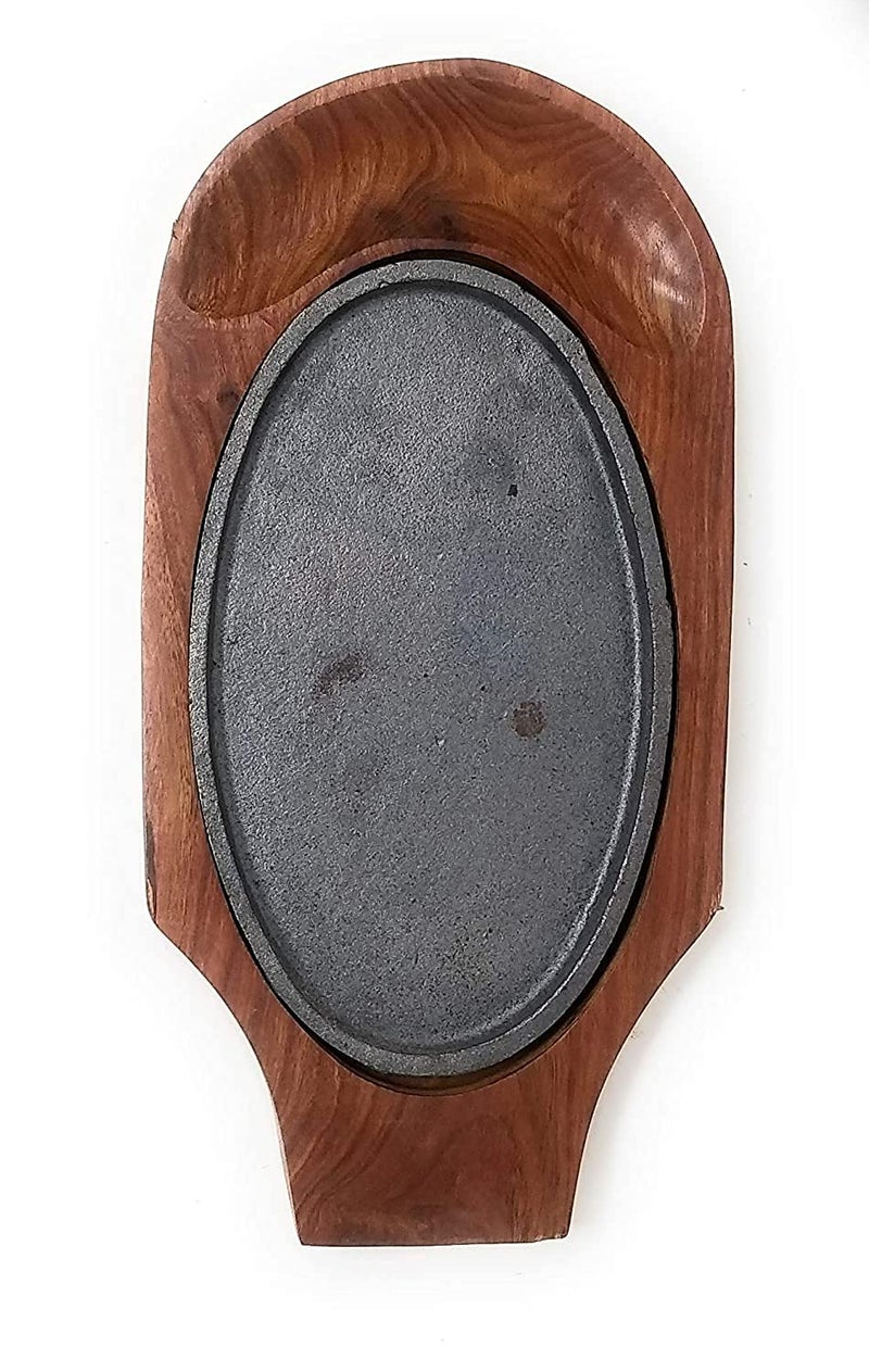 HIKEN 132 Wooden Sizzler Plate with Dip Holder Sizzler for Serving Sizzler Tray - Image 2