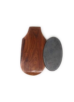 HIKEN 132 Wooden Sizzler Plate with Dip Holder Sizzler for Serving Sizzler Tray  - Image 3