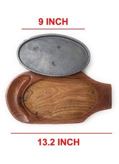 HIKEN 132 Wooden Sizzler Plate with Dip Holder Sizzler for Serving Sizzler Tray  - Image 4