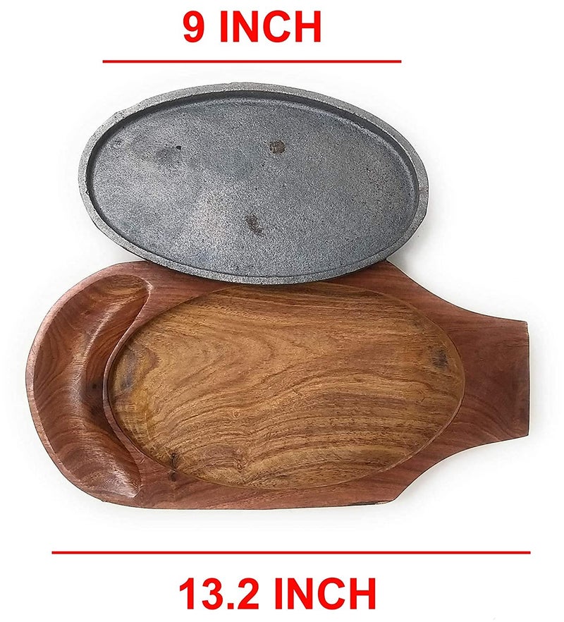 HIKEN 132 Wooden Sizzler Plate with Dip Holder Sizzler for Serving Sizzler Tray - Image 4