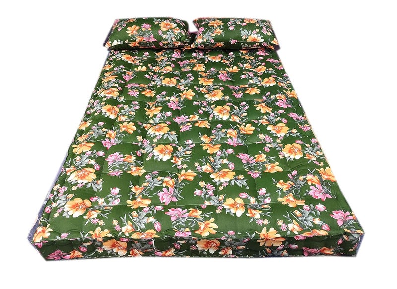 NIVEDHA MATTRESS Nivedha Mattress Organic Silk CottonKapokIlavam Panju Double Cot Mattress 6 x 4 ft 72 x 48 x 6 Inches with 2 Pillows - Image 1
