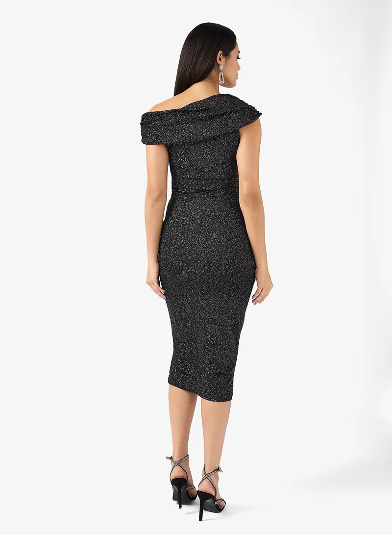 Ella Limited Edition Bodycon Shimmer Dress With Asymmetric Neck