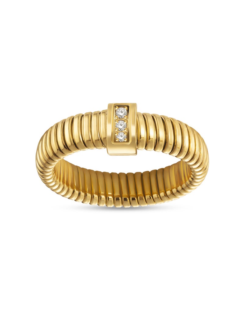 Saint Honore Paris خاتم توبوغاس مطلي بالذهب للنساء بنمط حجر مقاس-54 - Image 2