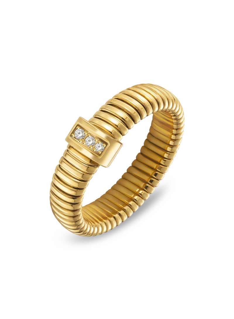 Saint Honore Paris خاتم توبوغاس مطلي بالذهب للنساء بنمط حجر مقاس-54 - Image 3