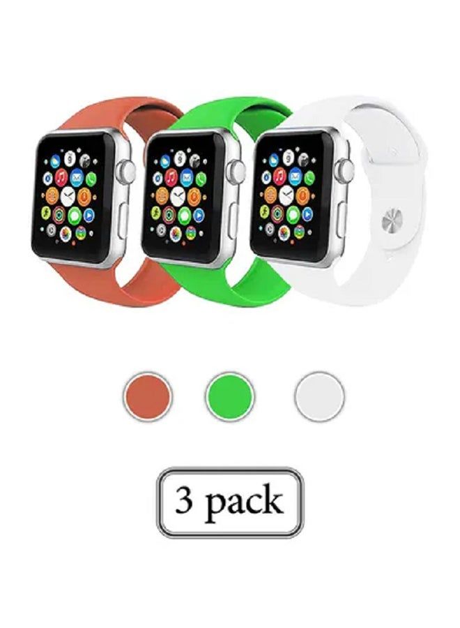 vesus 3-Piece Silicone Replacement Band Set For Apple Watch 42/44/45mm Orange