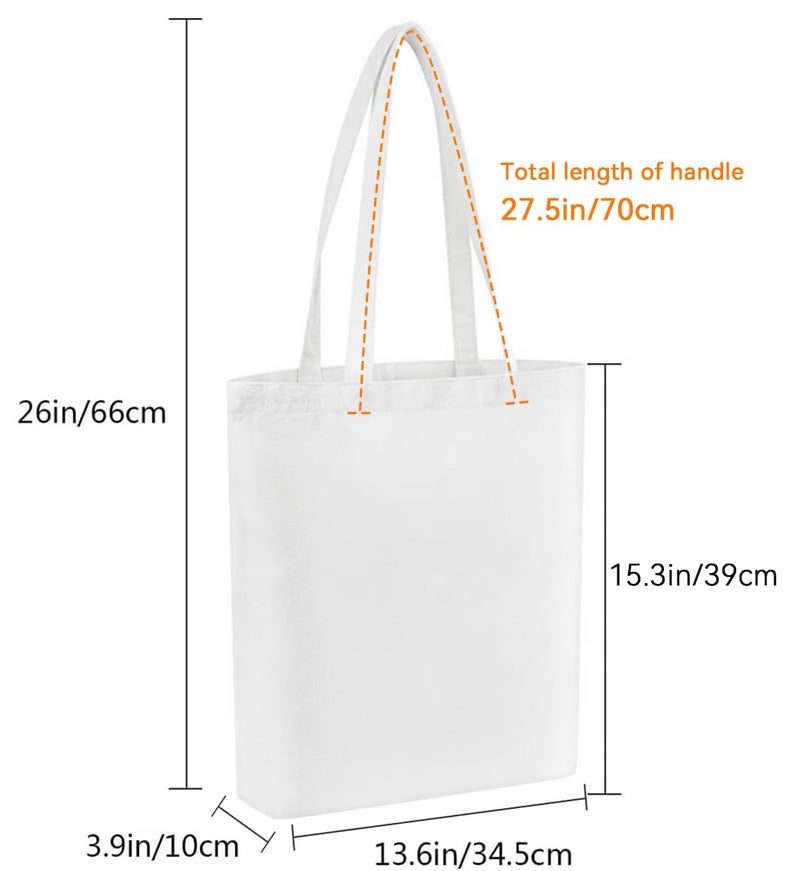 Faylapa 6 Pcs Canvas Tote Bags,Heavy Duty and Strong Easter Hunter Bag Shopping Grocery Bag Blank Cotton Bags for Decorating Christmas Crafts DIY,Painting (White, 13.6"x 15.3") - Image 2