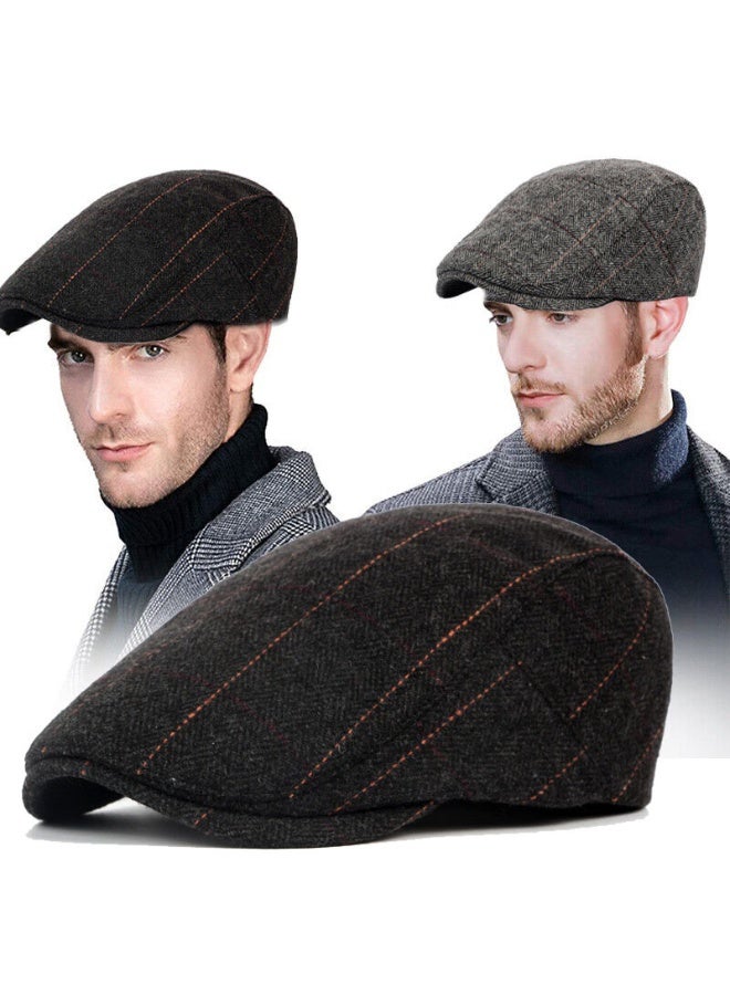 Newsboy Beret Hat Driving Cap Ivy Hat, Breathable Adjustable Classic Cabbie Plaid Flat Golf Newsboy Gatsby Cap Duckbill Cap - Image 2