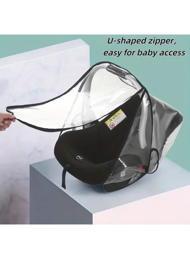 1 قطعة غطاء عربة أطفال محمول عن المطر، مظلة شفافة بتصميم مظلة - Image 4