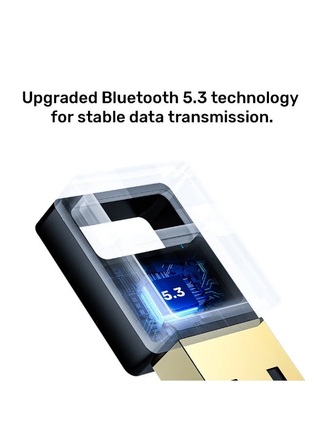 UNITEK - USB Bluetooth Adapter for PC, Bluetooth5.3, Bluetooth Dongle Receiver Support Windows 11/ 10/8.1/8 for Desktop, Laptop, Mouse, Keyboard, Printers, Headsets, Speakers, Gaming Controllers. Support Up to 7 devices same time. 30M Coverage, - Image 1