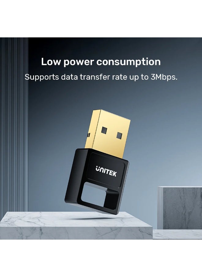 UNITEK - USB Bluetooth Adapter for PC, Bluetooth5.3, Bluetooth Dongle Receiver Support Windows 11/ 10/8.1/8 for Desktop, Laptop, Mouse, Keyboard, Printers, Headsets, Speakers, Gaming Controllers. Support Up to 7 devices same time. 30M Coverage, - Image 1