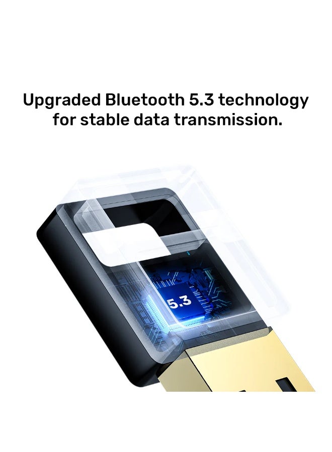USB Bluetooth Adapter for PC, Bluetooth5.3, Bluetooth Dongle Receiver Support Windows 11/ 10/8.1/8 for Desktop, Laptop, Mouse, Keyboard, Printers, Headsets, Speakers, Gaming Controllers. Support Up to 7 devices same time. 30M Coverage,