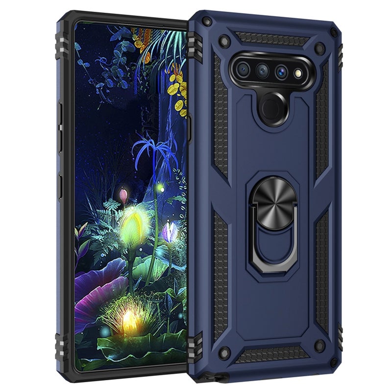 HuHa Case Cover For LG Stylo 6 Shockproof TPU + PC Protective Case with 360 Degree Rotating Holder(Blue) - Image 1