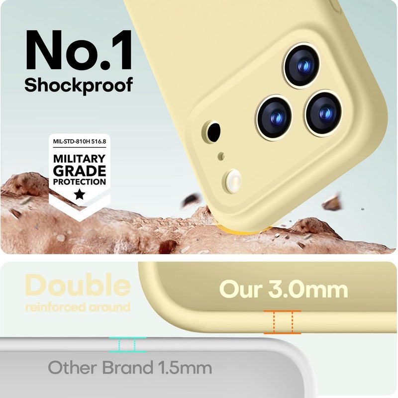 LOVE 3000 Designed for iPhone 17 Pro Case, Premium Silicone [Compatible with Magsafe][Soft Anti-Scratch Microfiber Lining] Shockproof Protective Phone Case for Men Women 6.3", Creamy Yellow - Image 3
