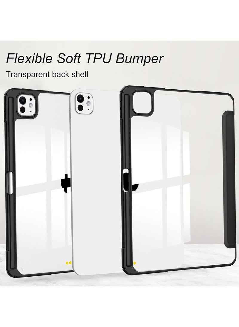 DUSALA Case for iPad Pro 13 (2024, M4, 7th Generation), Smart Slim Folio Stand Auto Sleep/Wake Cover, with Pencil Slot, Clear Transparent Back Shell for iPad Pro 13 Inch (Black) - Image 3