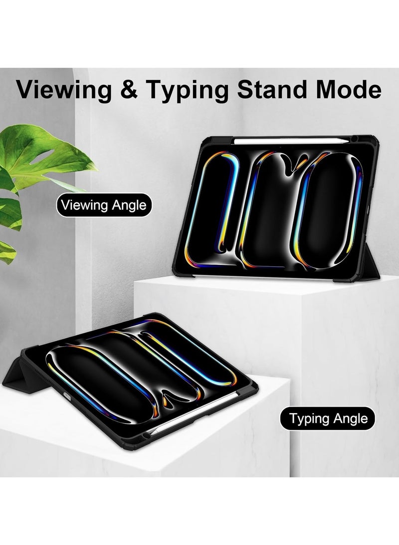 DUSALA Case for iPad Pro 13 (2024, M4, 7th Generation), Smart Slim Folio Stand Auto Sleep/Wake Cover, with Pencil Slot, Clear Transparent Back Shell for iPad Pro 13 Inch (Black) - Image 5