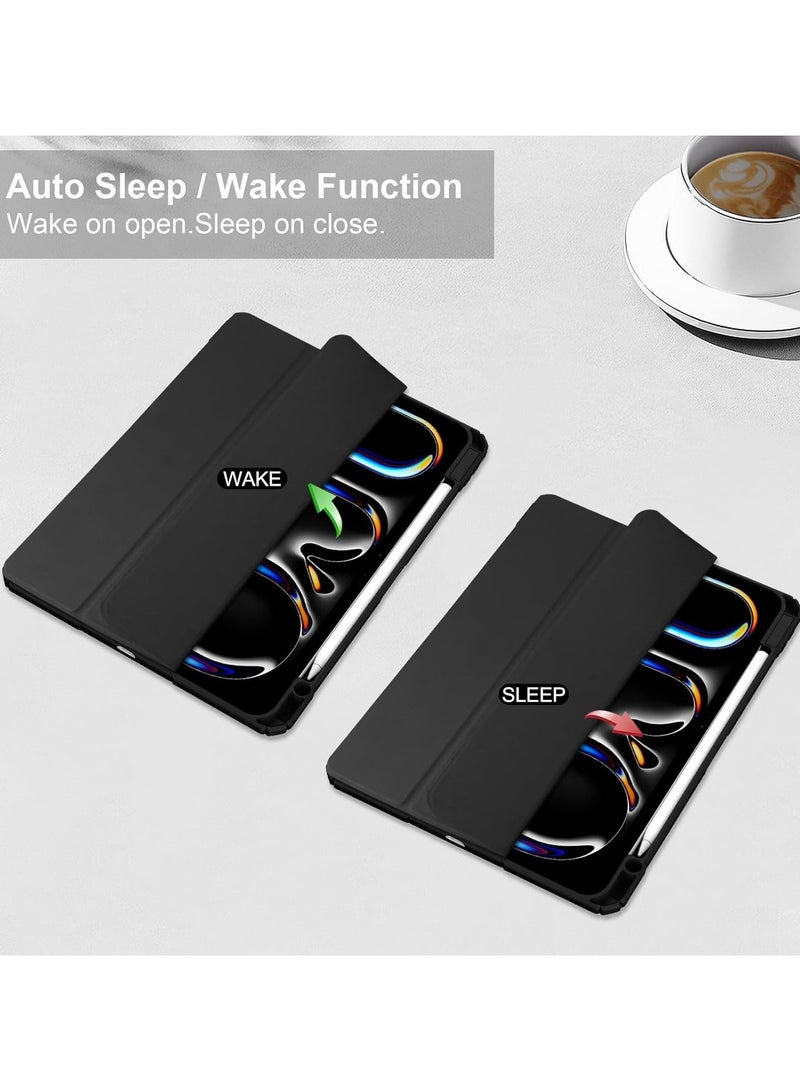 DUSALA Case for iPad Pro 13 (2024, M4, 7th Generation), Smart Slim Folio Stand Auto Sleep/Wake Cover, with Pencil Slot, Clear Transparent Back Shell for iPad Pro 13 Inch (Black) - Image 4