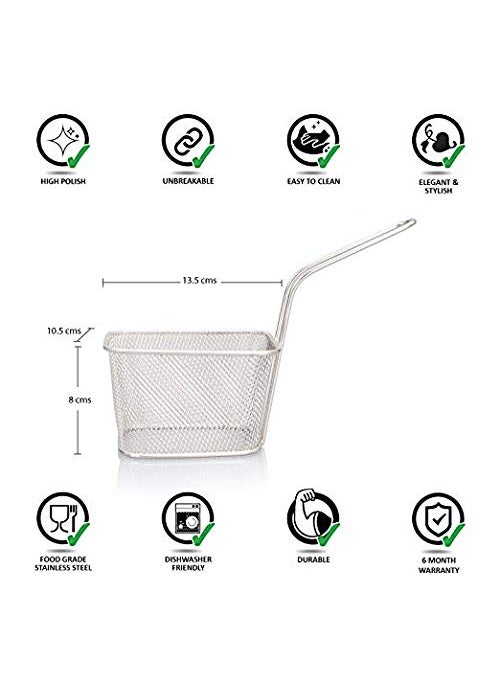 Toxen Toxen Square Fry Basket Stainless Steel French Fries Holder Handles Small Serving Basket for Kitchen Restaurant Cafe Barbecue Kitchen Cooking Tools 2  - Image 2