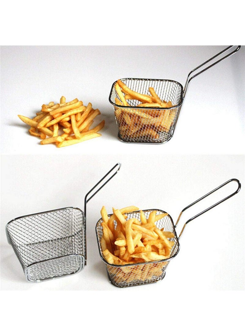 Toxen Toxen Square Fry Basket Stainless Steel French Fries Holder Handles Small Serving Basket for Kitchen Restaurant Cafe Barbecue Kitchen Cooking Tools 2  - Image 1