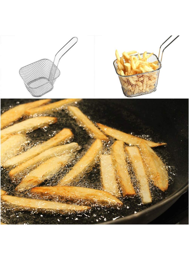Toxen Toxen Square Fry Basket Stainless Steel French Fries Holder Handles Small Serving Basket for Kitchen Restaurant Cafe Barbecue Kitchen Cooking Tools 2  - Image 4