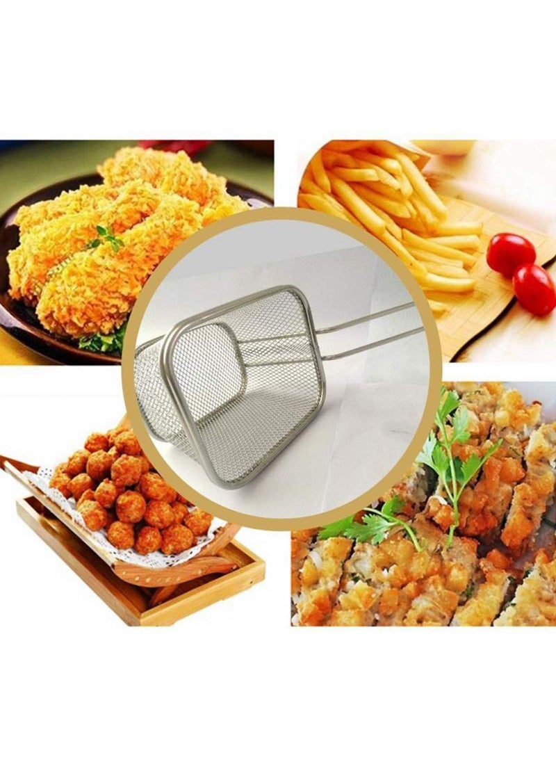 Toxen Toxen Square Fry Basket Stainless Steel French Fries Holder Handles Small Serving Basket for Kitchen Restaurant Cafe Barbecue Kitchen Cooking Tools 2  - Image 3