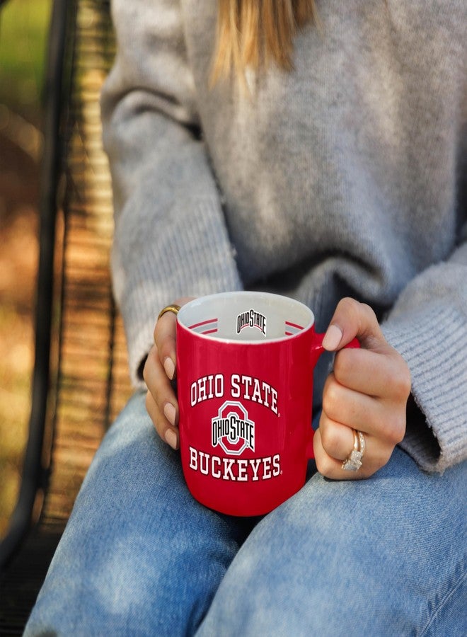 Logo Brands NCAA Ohio State Buckeyes 15oz Stripe Mug - Team Logo, Inside Print, Standard Handle, Microwave & Dishwasher Safe - Image 3