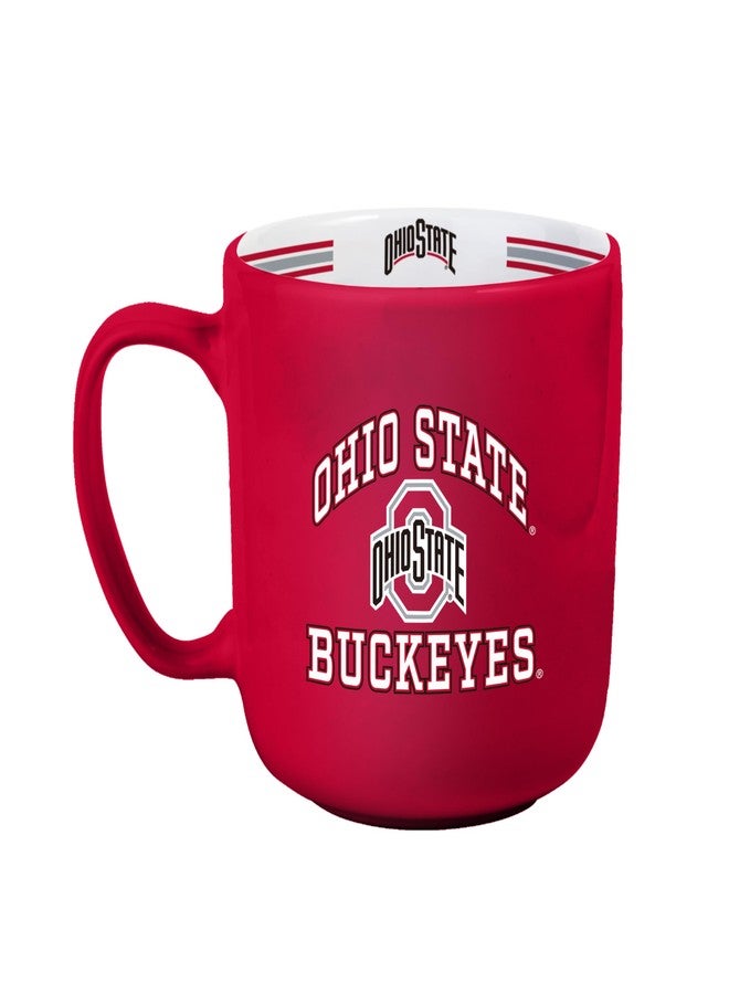 Logo Brands NCAA Ohio State Buckeyes 15oz Stripe Mug - Team Logo, Inside Print, Standard Handle, Microwave & Dishwasher Safe - Image 1