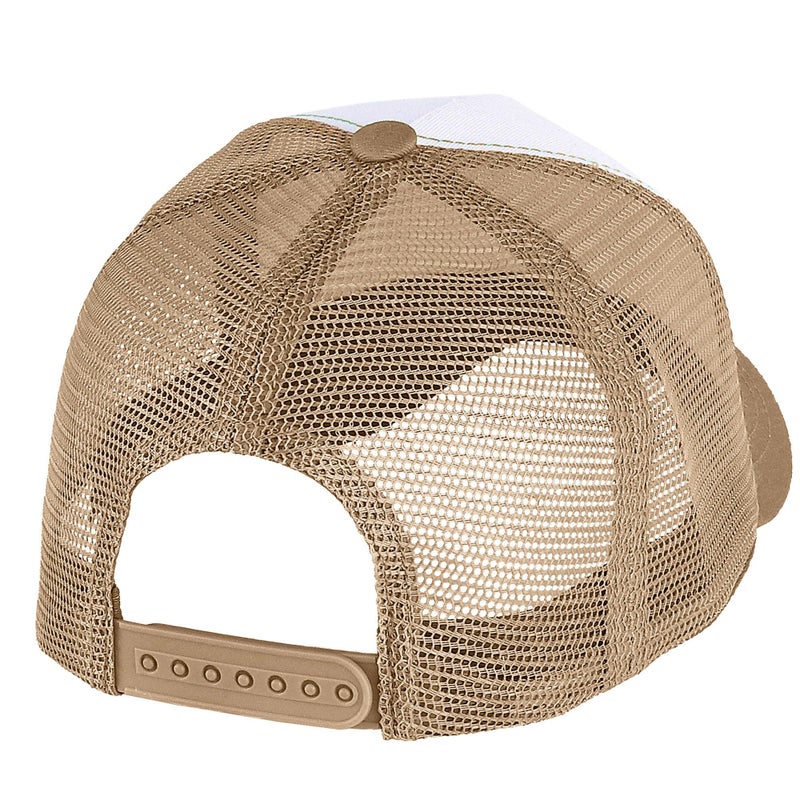 Falari 5-Panel Mesh Baseball Cap, Trucker Hat, Structured Plain Design, Cotton, Adjustable Size - Khaki - Image 5
