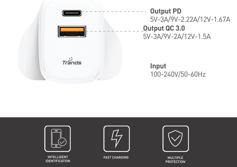 Trands 20W PD Travel Charger TR-AD331 - White - Image 3