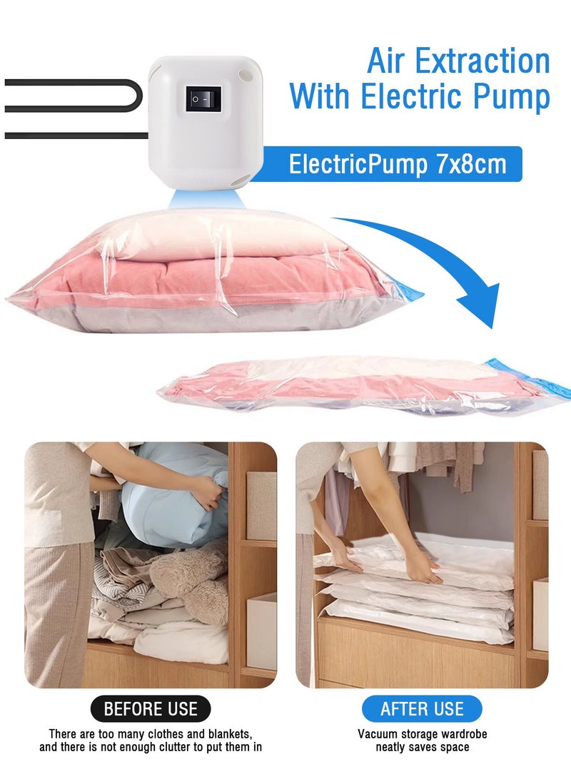 HomarKet Premium Vacuum Storage Bags with Electric Pump 8-Piece (2 Jumbo, 2 Large, 2 Medium,2 Small) Reusable Space Saver Bags for Clothes, Mattress, Blanket, Duvets, Pillows, Comforters, Quilt, Travel  - Image 3