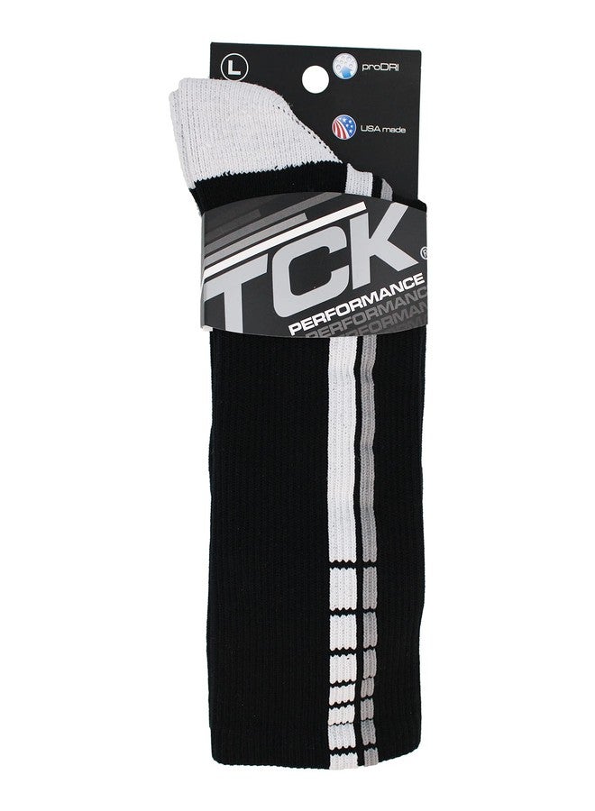 TCK Basketball Socks Elite Turbo Crew (Black/White/Grey, Large) - Image 4